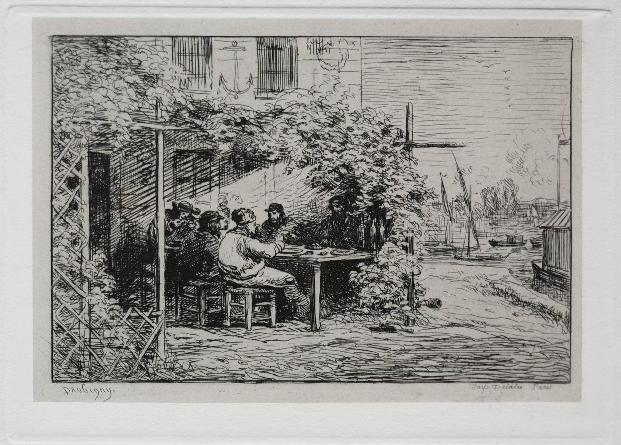 Il Viaggio in Barca: Il Pranzo prima di Imbarcarsi ad Asnières da Charles Francois Daubigny