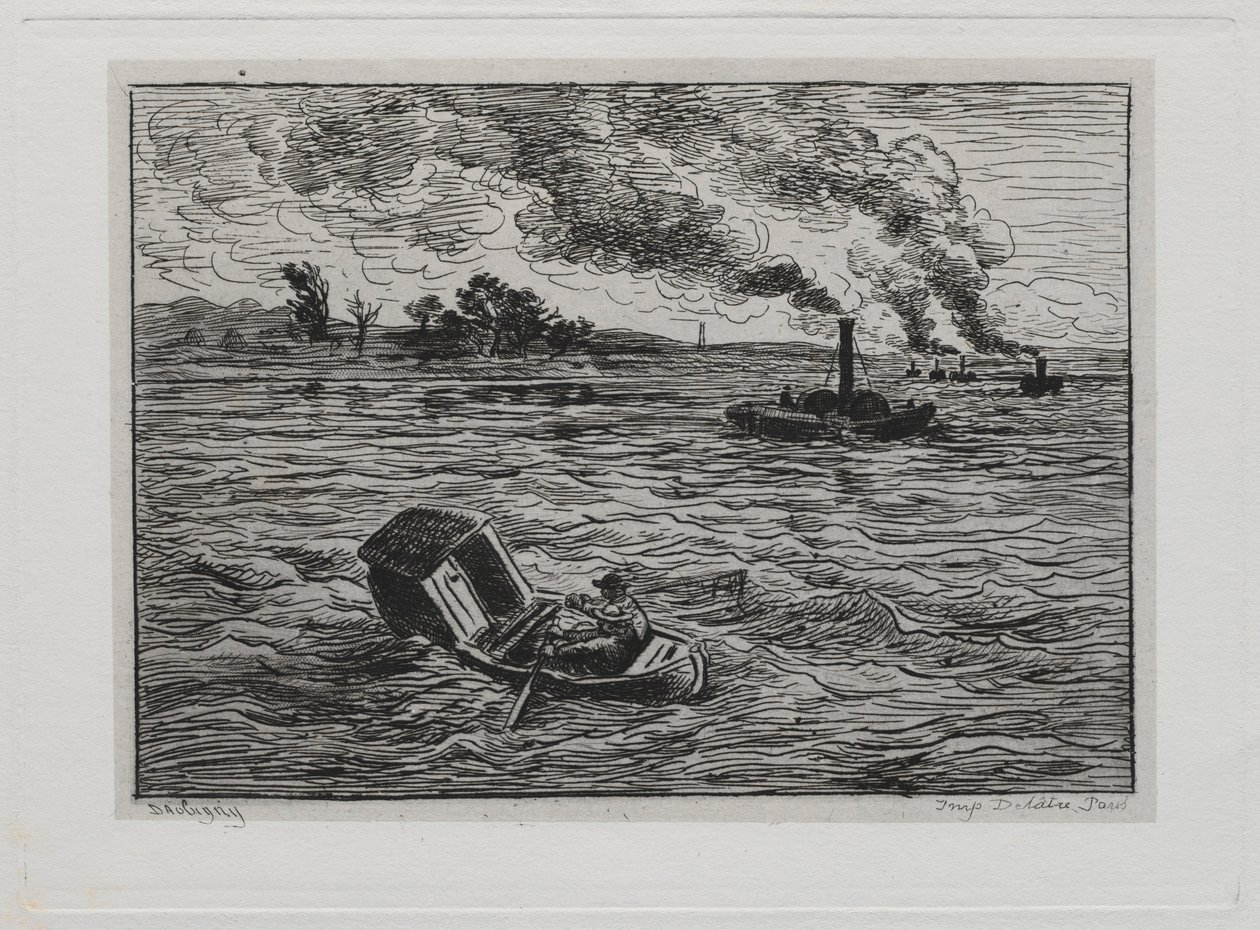 Il viaggio in barca: I battelli a vapore o Attenzione ai battelli a vapore, 1861 da Charles Francois Daubigny