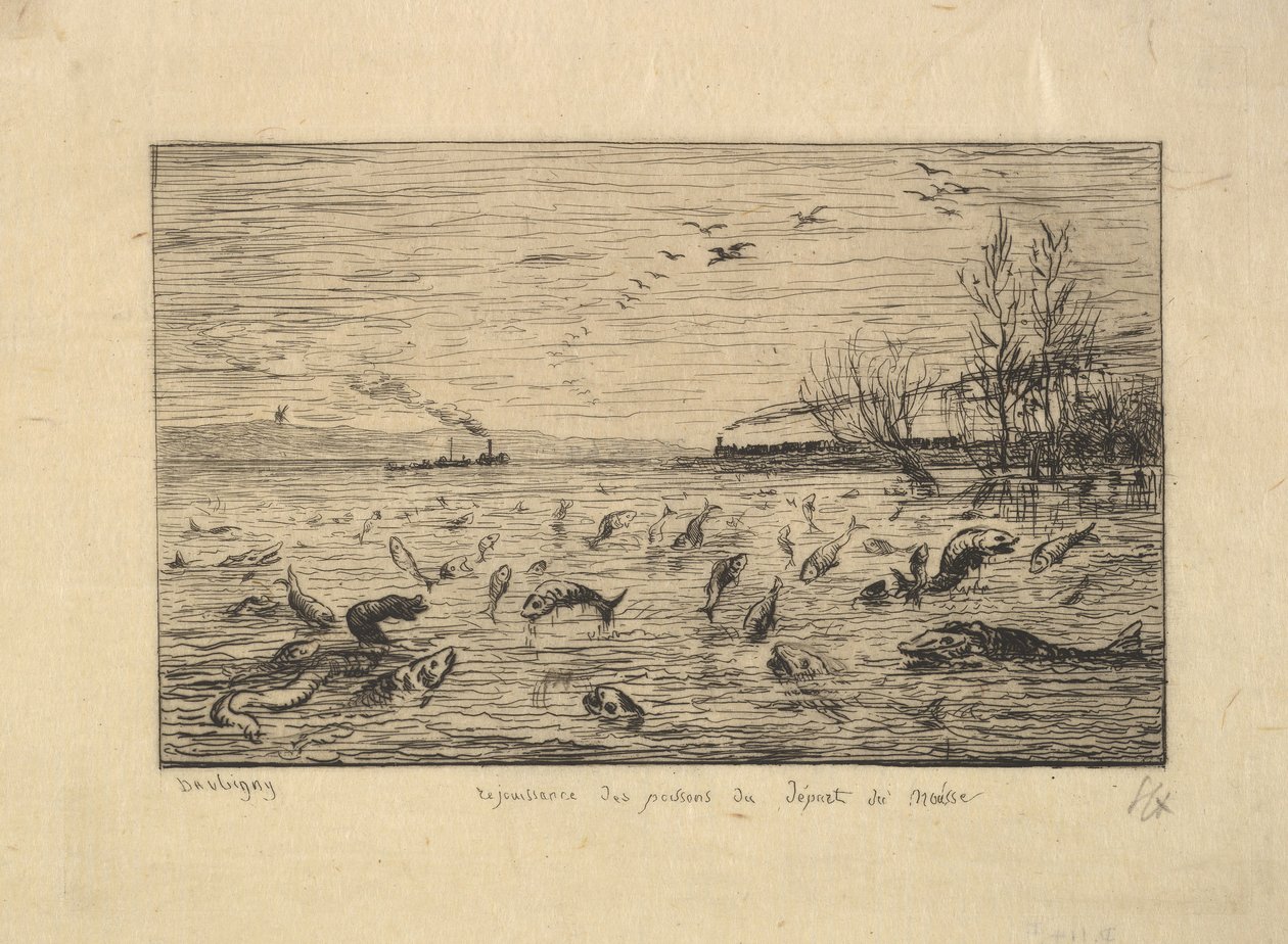 I pesci gioiscono per la partenza del mozzo da Charles Francois Daubigny