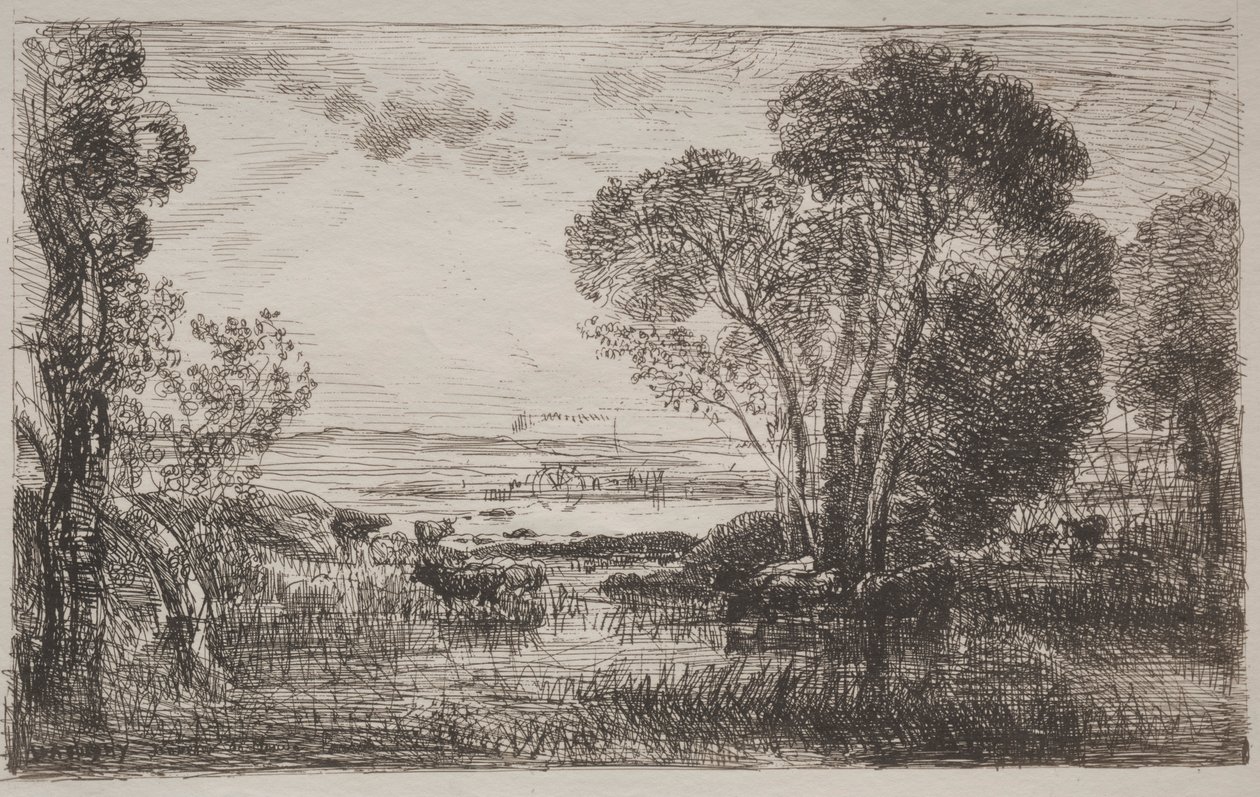 La macchina idraulica, impressione originale 1862, stampata nel 1921 da Charles Francois Daubigny