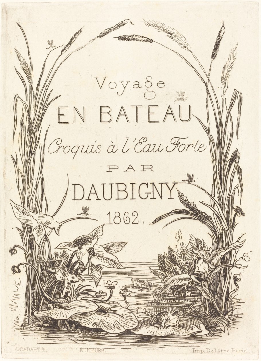 Pagina del titolo per "Voyage en bateau" da Charles Francois Daubigny