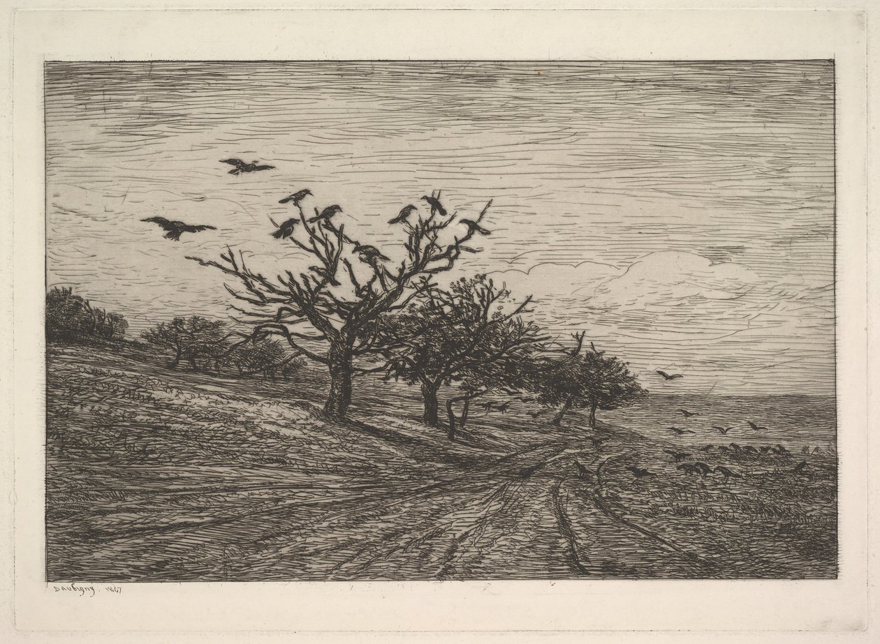 Albero pieno di corvi da Charles Francois Daubigny