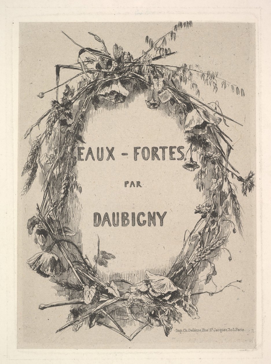 Ghirlanda di fiori selvatici, titolo per Eaux-Fortes par Daubigny da Charles Francois Daubigny