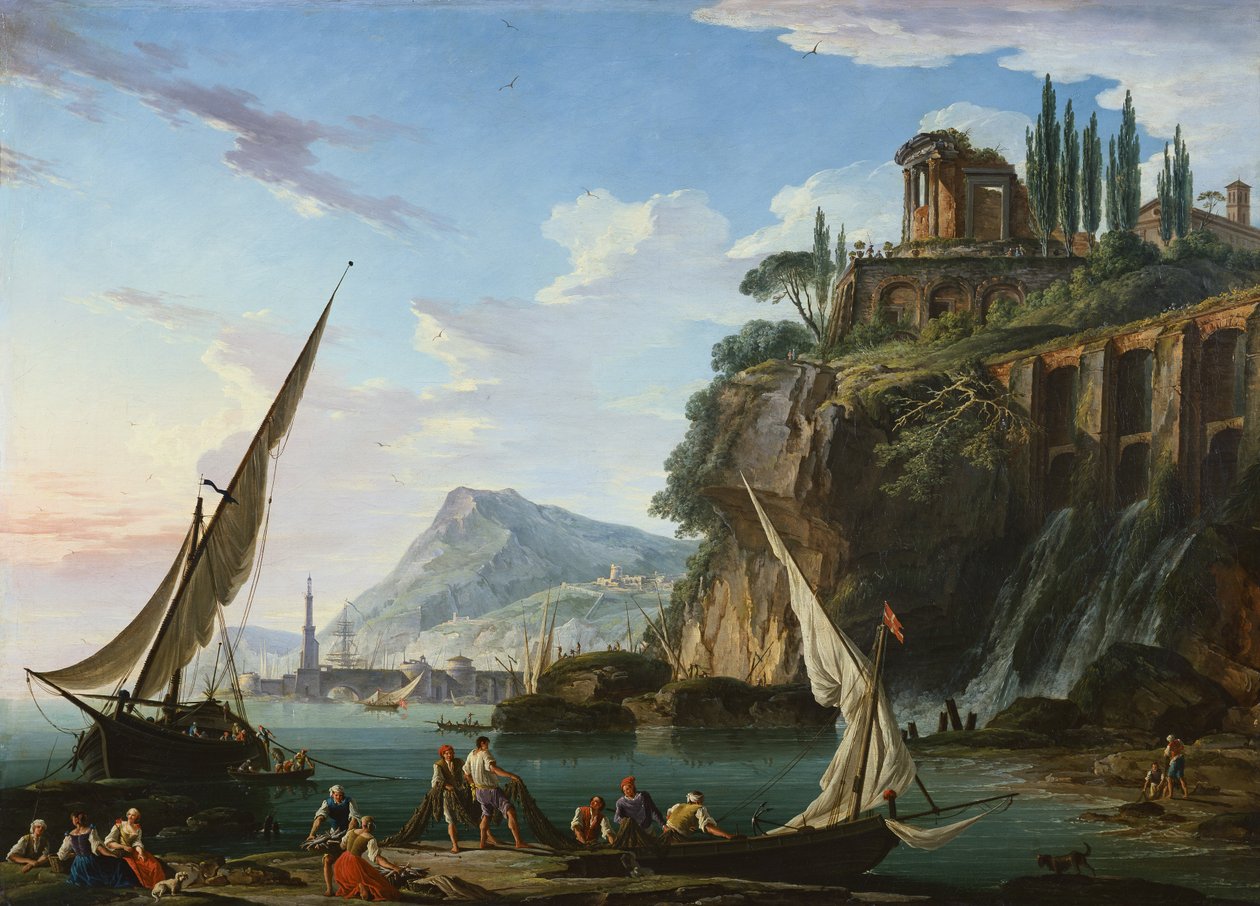 Scena costiera con il Tempio di Sibilla, Tivoli da Charles Francois Lacroix de Marseille