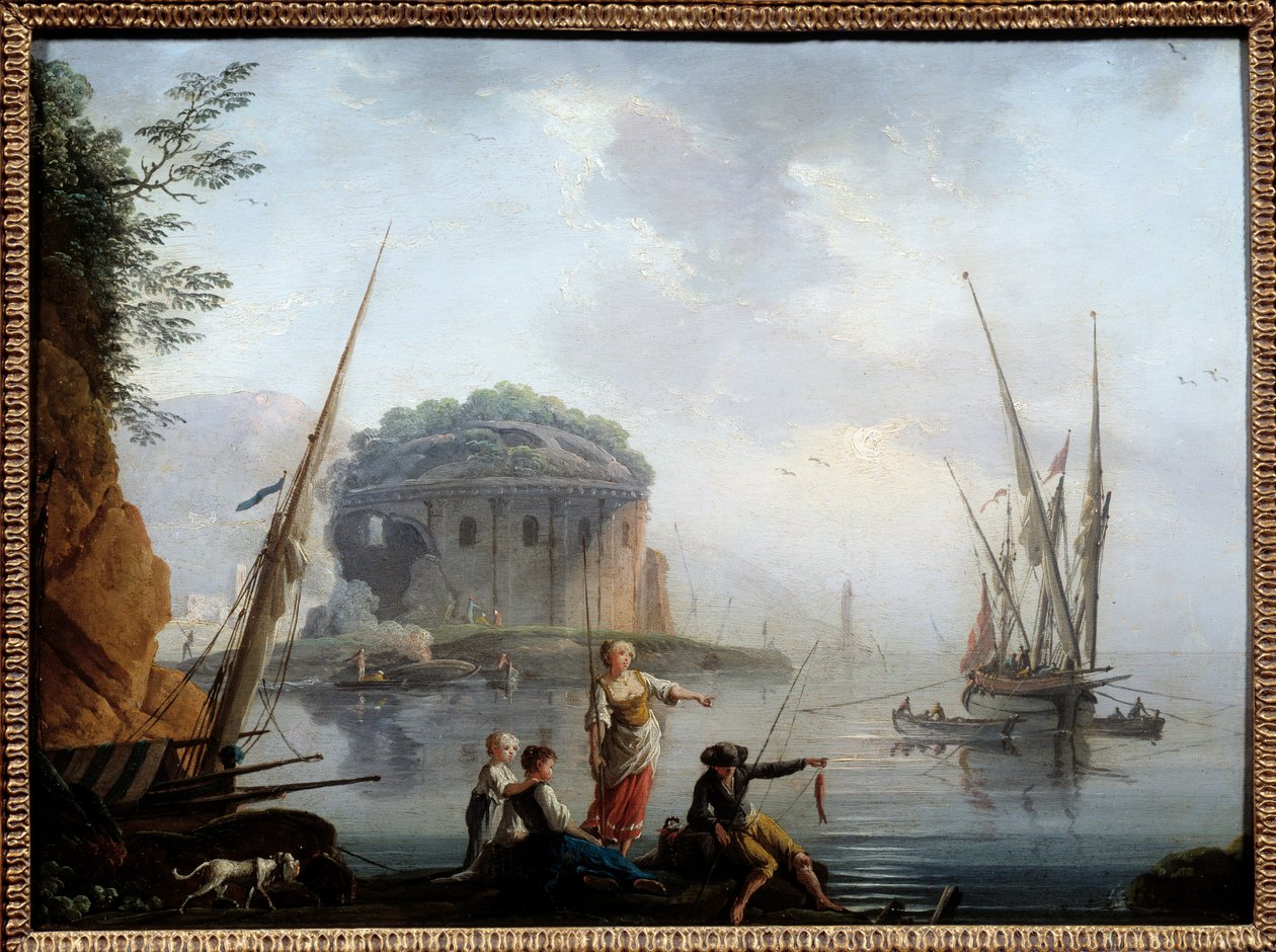 Marina. Dipinto di Charles François Grenier de la Croix detto Lacroix de Marseille da Charles Francois Lacroix de Marseille