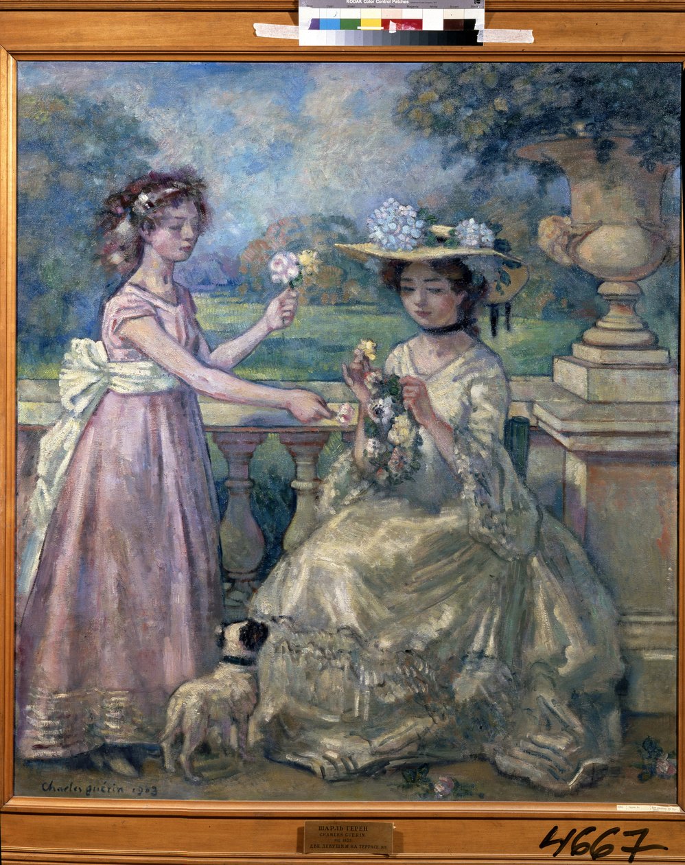 Due ragazze su una terrazza da Charles Francois Prosper Guerin