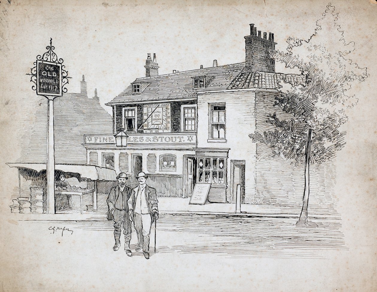 Vecchio mulino a vento, 214-214 Chiswick High Road, Turnham Green, Londra, 1892-1933 da Charles George Harper