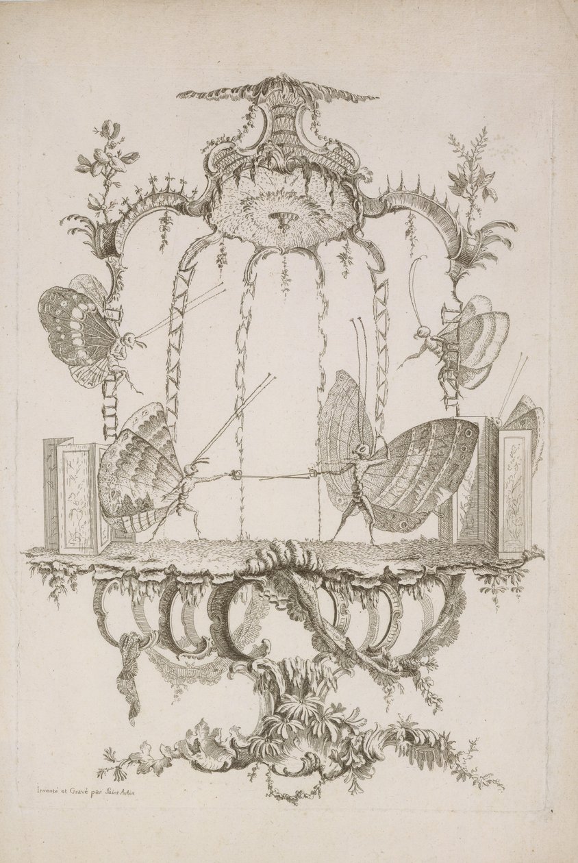 Il duello, da Essai de Papilloneries Humaines par Saint Aubin, ca. 1756-60 da Charles Germain de Saint Aubin