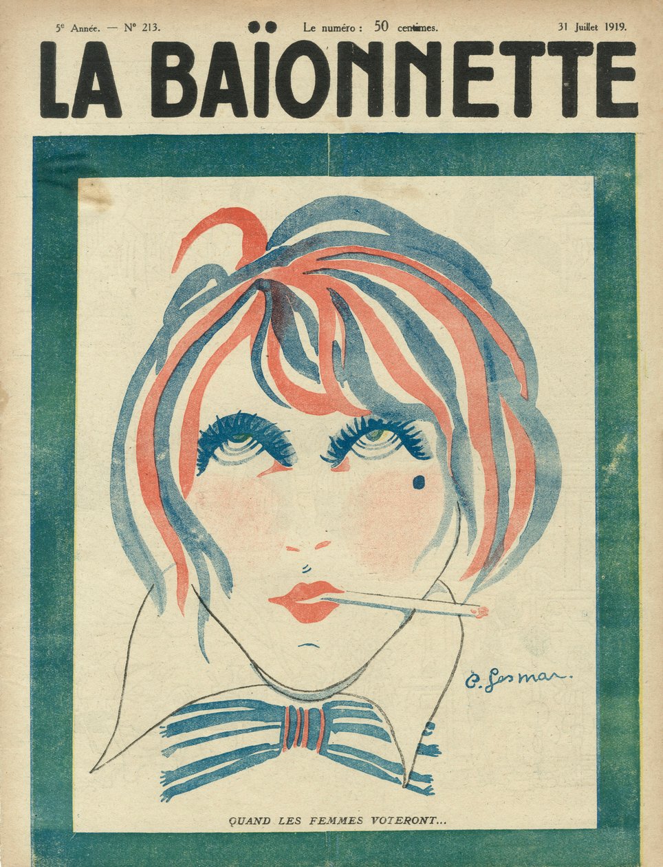 Copertina del giornale "La Baionnette" del 31 luglio da Charles Gesmar