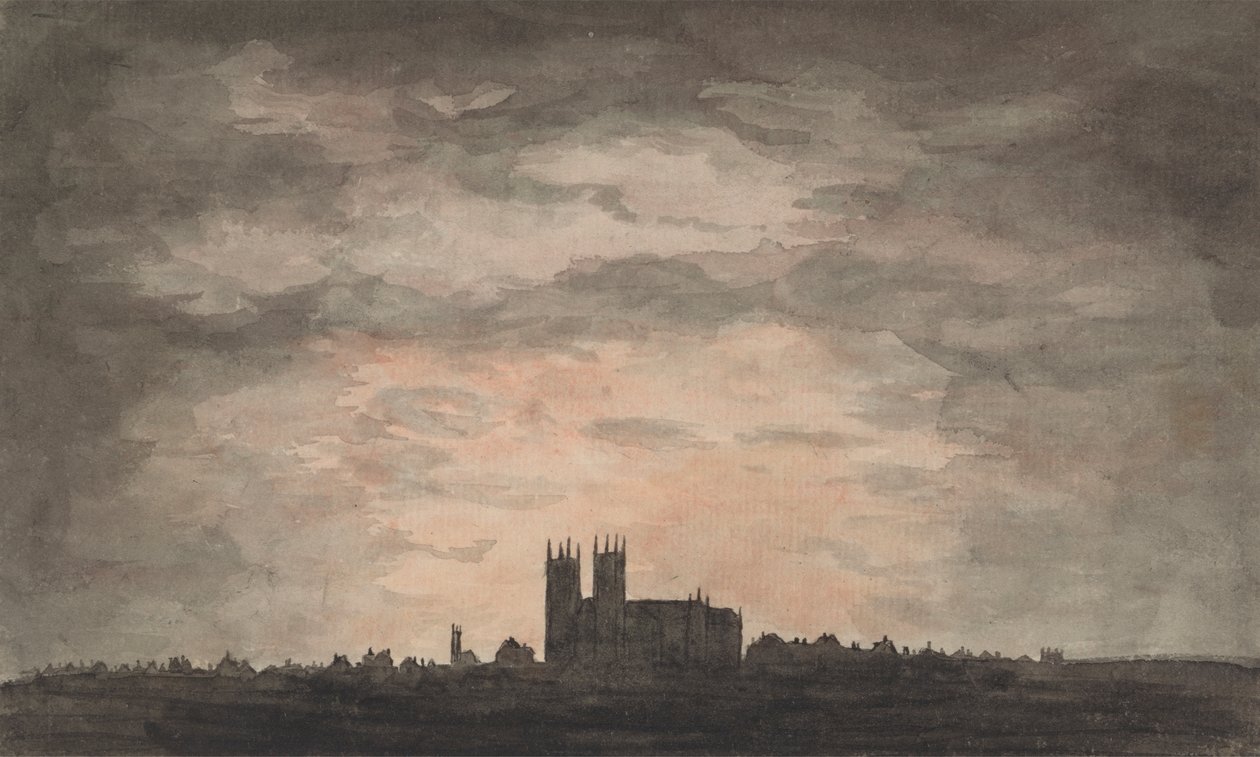 Una grande chiesa (Abbazia di Westminster) al tramonto da Charles Gore