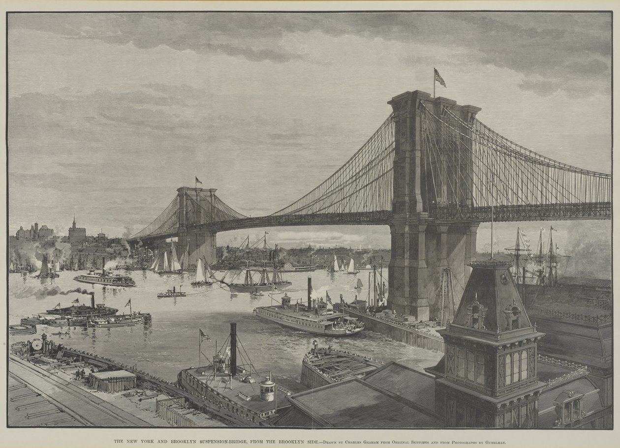 Il ponte sospeso di New York e Brooklyn dal lato di Brooklyn, fine 1800 da Charles Graham