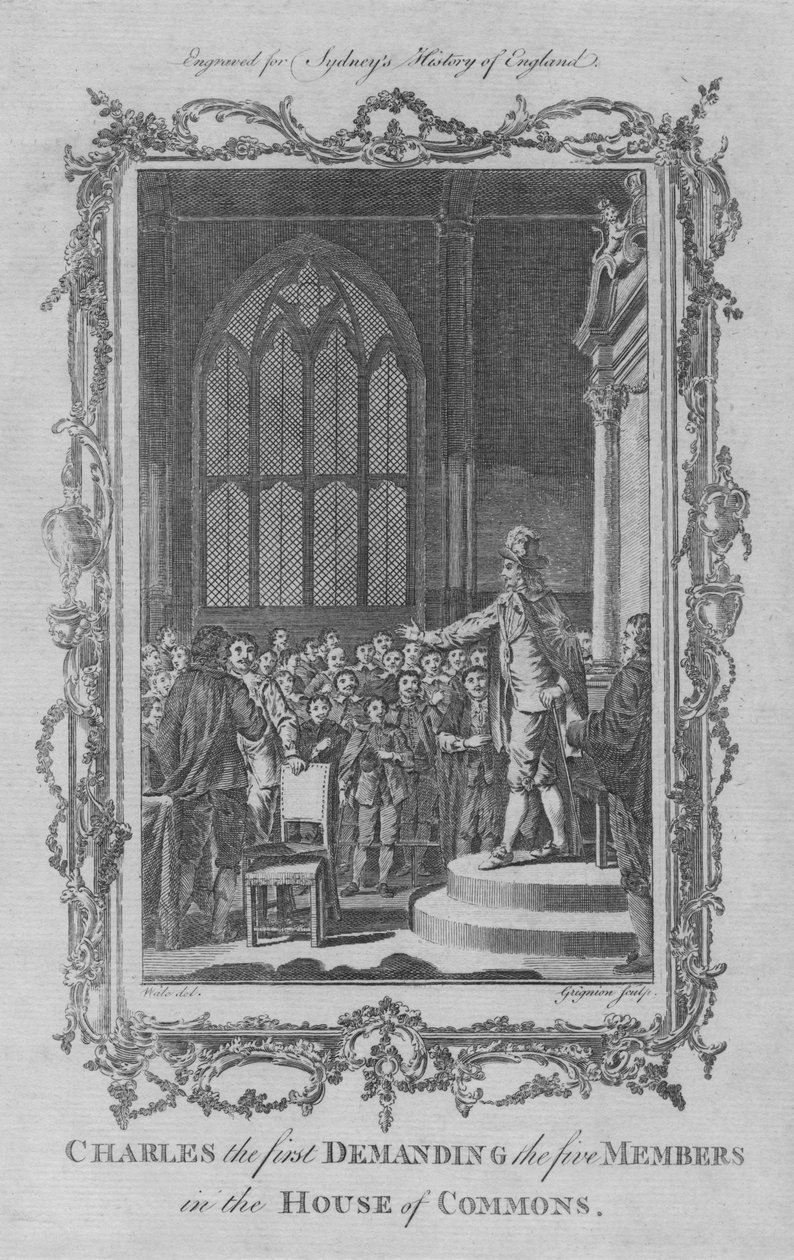 Carlo I che chiede i cinque membri alla Camera dei Comuni, 1773 da Charles Grignion