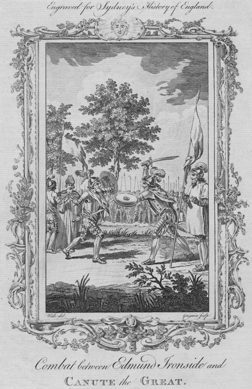 Combattimento tra Edmondo Fiancodiferro e Canuto il Grande, 1773 da Charles Grignion