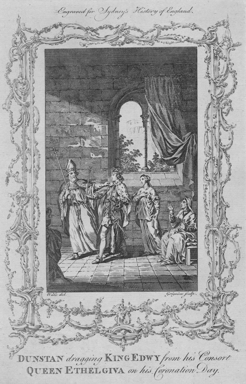 Dunstan trascina il Re Edwy dalla sua Consorte Regina Ethelgiva nel Giorno della sua Incoronazione, 1773 da Charles Grignion