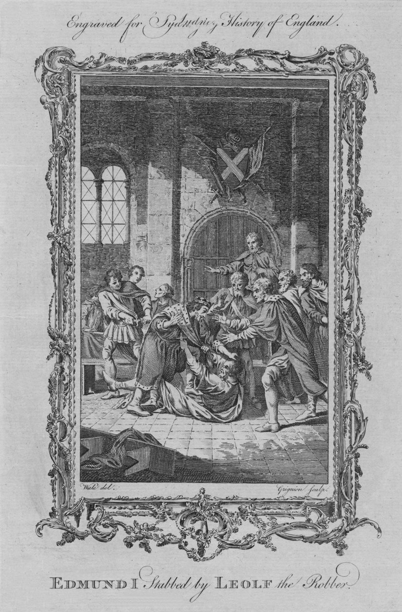Edmondo I pugnalato da Leolf il Ladro, 1773 da Charles Grignion