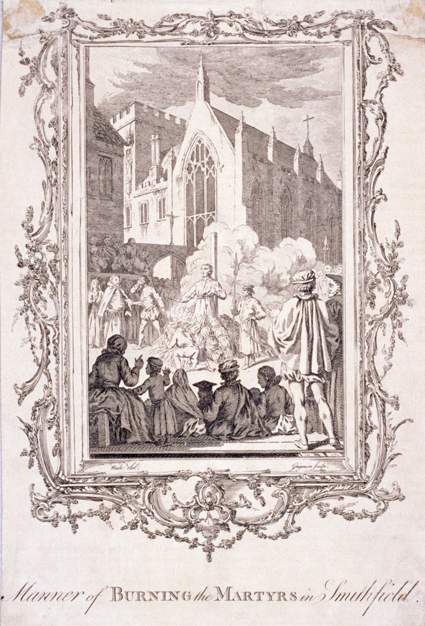 Scena di protestanti bruciati a Smithfield, XVI secolo, c. 1760 da Charles Grignion