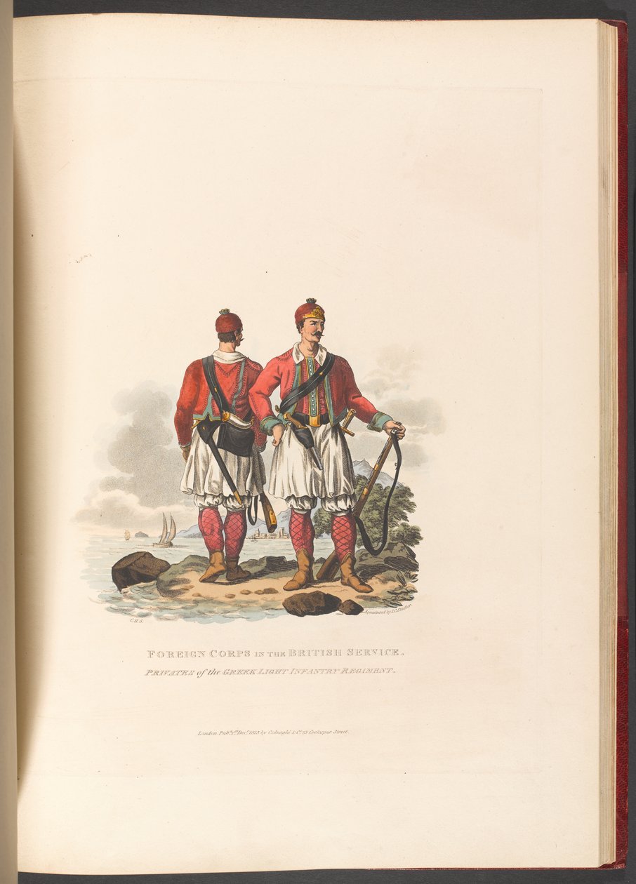 Corpi stranieri al servizio britannico. Soldati del reggimento di fanteria leggera greca da Charles Hamilton (after) Smith