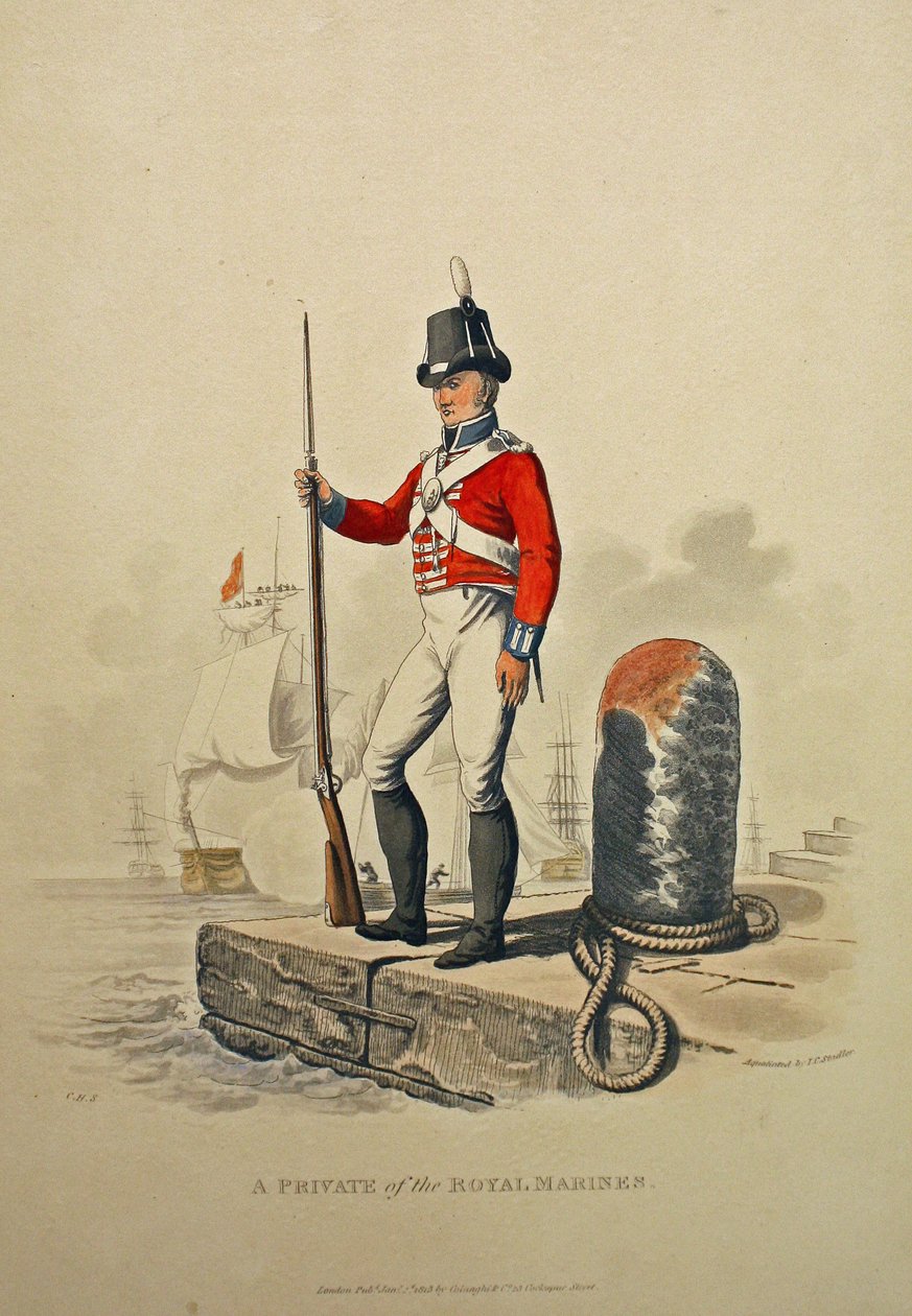 Un Soldato dei Marines Reali, inciso da Joseph Constantine Stadler, pubblicato nel 1815 da Charles Hamilton Smith