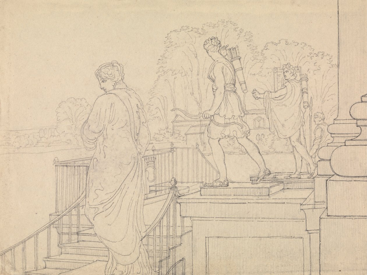 Portico con Statue, Easton Neston, Northants da Charles Hamilton Smith