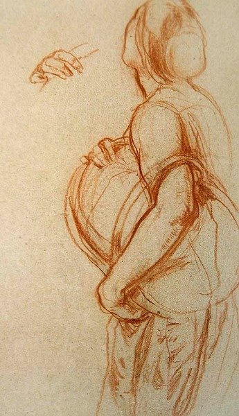 Studio di una donna con un cesto per 