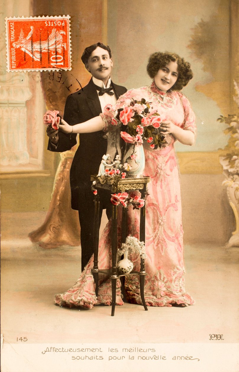 Vecchia cartolina, Buon Anno, Saluti da Augustus Kollner