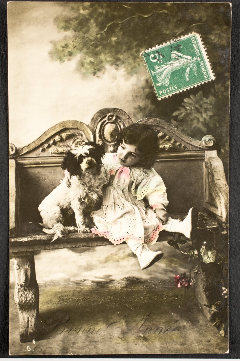 Vecchia cartolina/Buon Anno/Desiderio/Bambino da Augustus Kollner