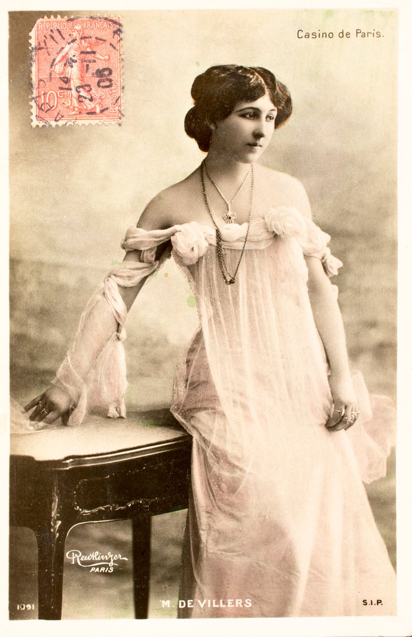 Vecchia cartolina di M de Villers, attrice, Casino de Paris da Augustus Kollner
