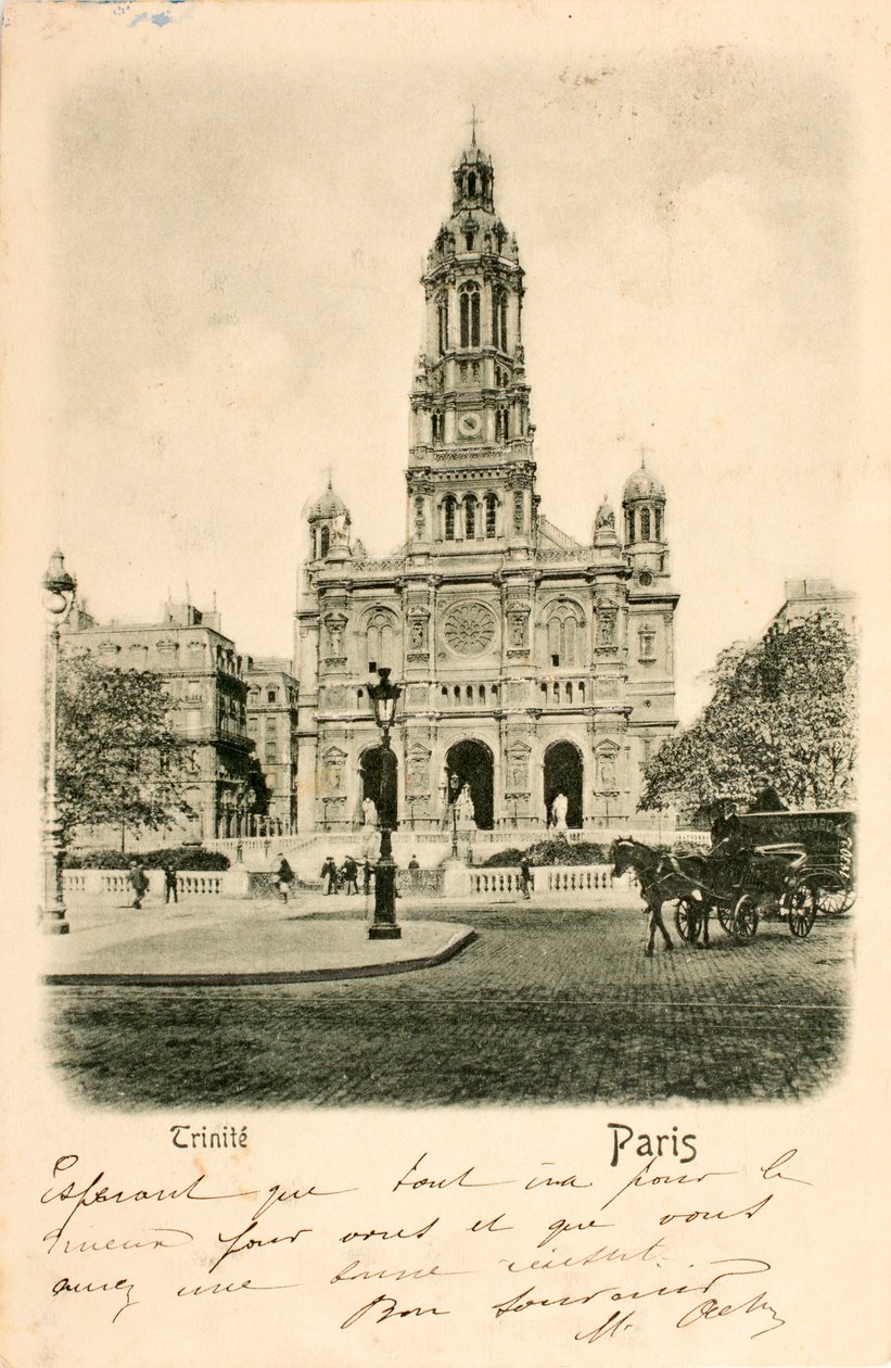 Cartolina/Chiesa della Santissima Trinità/Parigi/Senna/Ile de France/Francia da Augustus Kollner