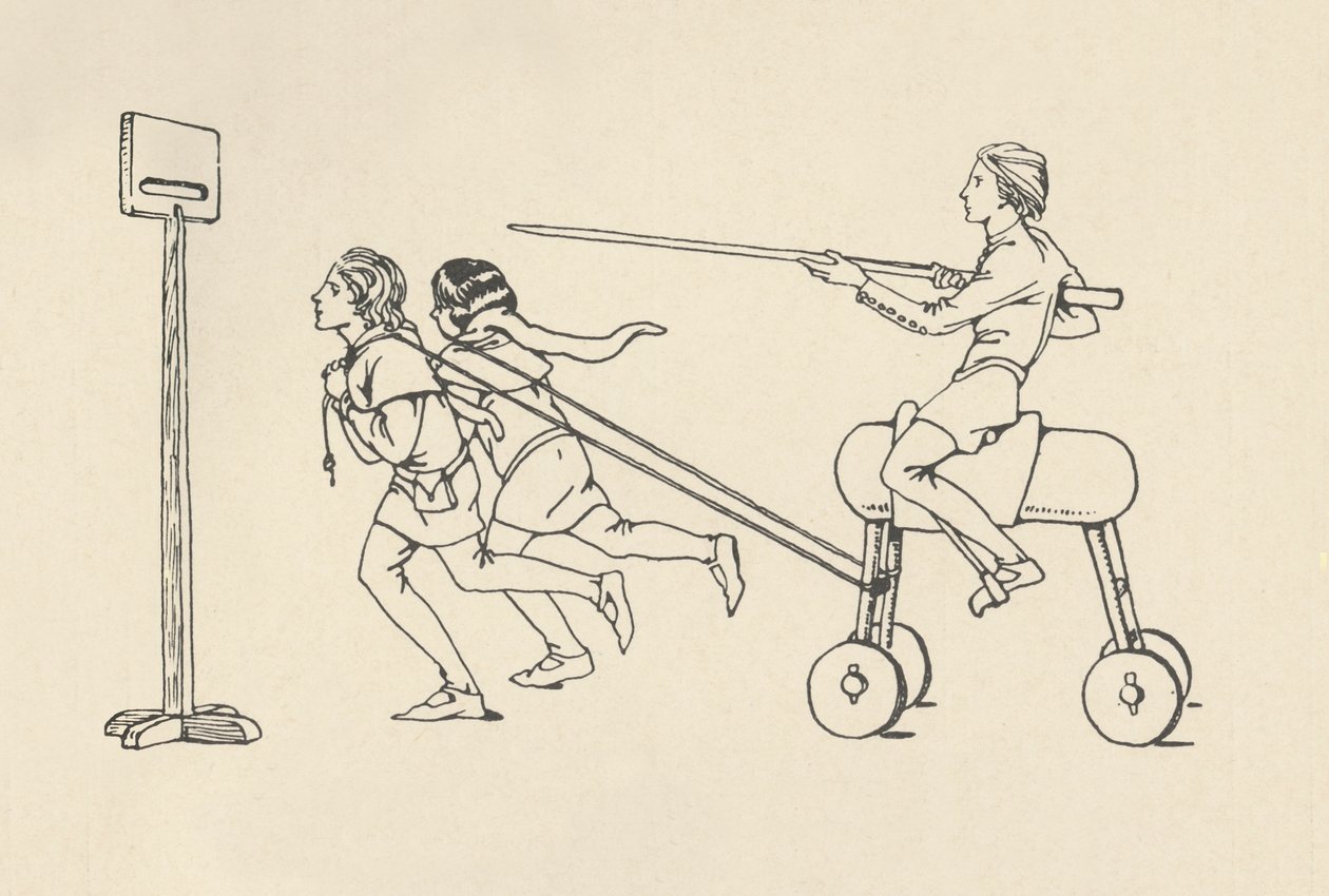 Ragazzi che giocano a Cavalcare alla Quintana Romance di Alessandro, circa 1340. Bodleian, 1931 da Charles Henry Bourne Quennell