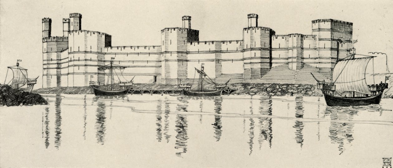 Esterno del castello di Caernarvon, Galles del Nord da Charles Henry Bourne Quennell