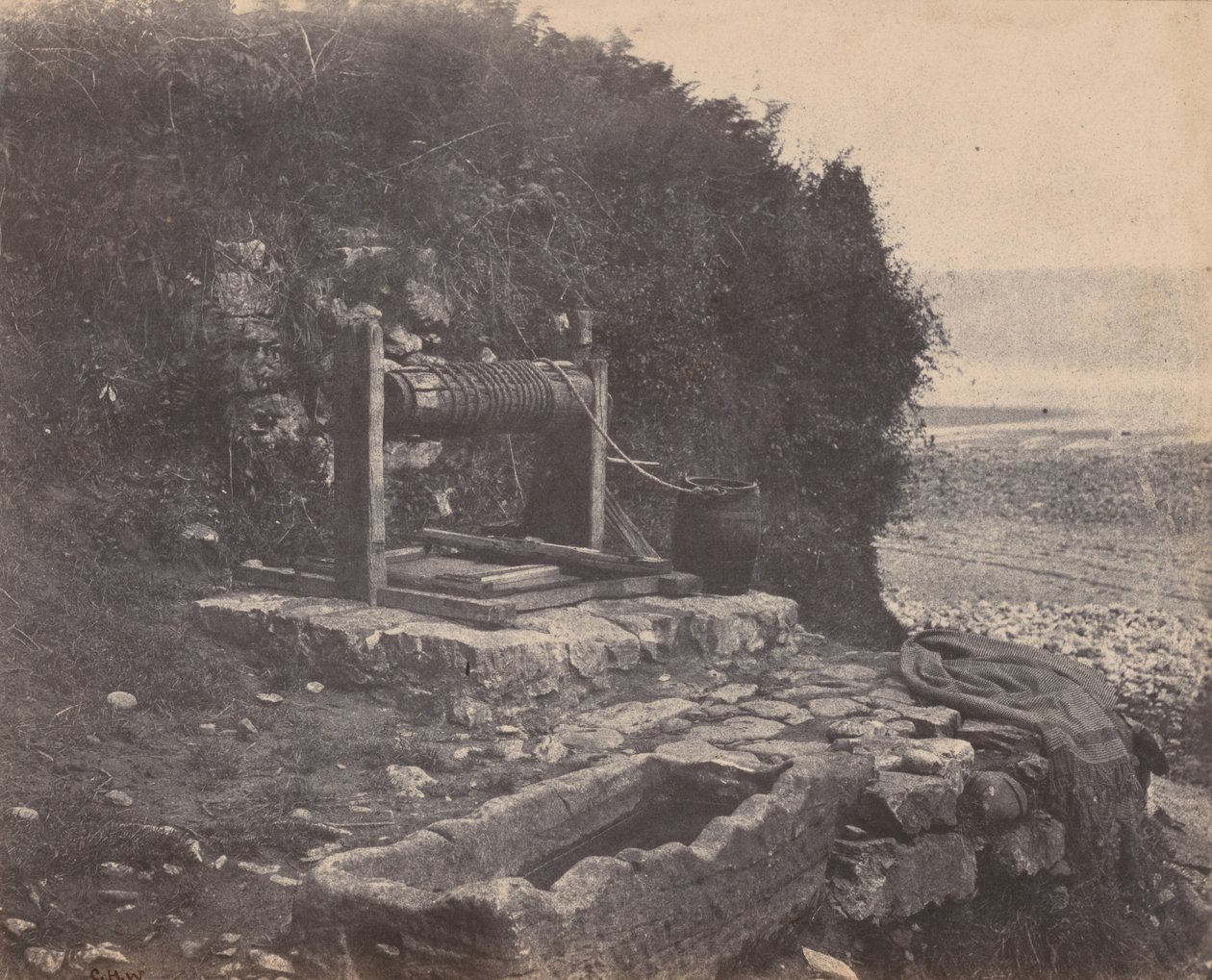 Pozzo in riva al mare, baia di Langland, Swansea, Galles, 1854 ca. 1854 (foto) da Charles Henry Waring