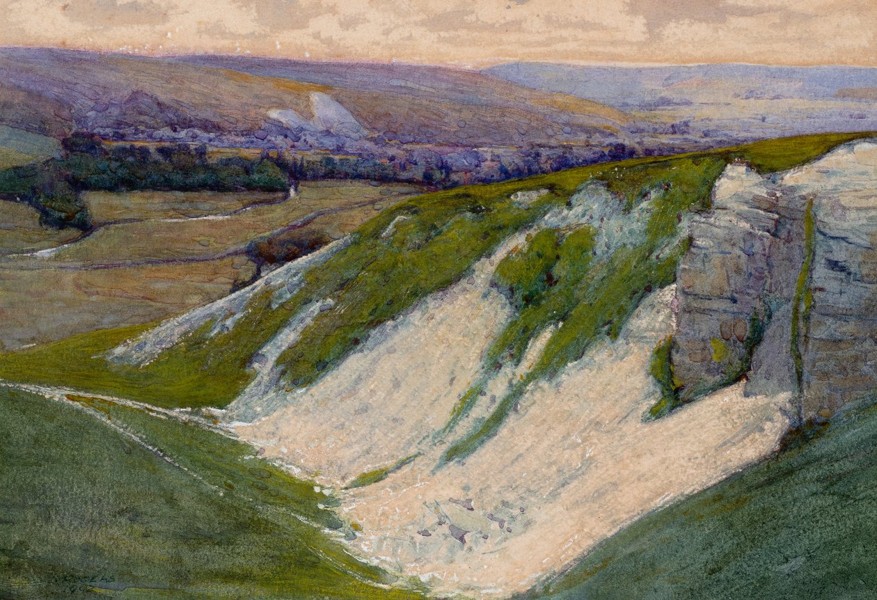 Il pozzo di gesso, Sussex (acquerello) da Charles Herbert Rogers