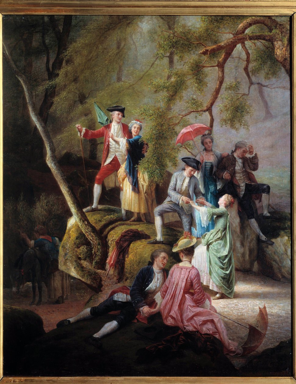 Intrattenimento campestre Scena galante durante una passeggiata di nobili. Dipinto di Charles Gustave Housez (19° secolo) da Charles Housez