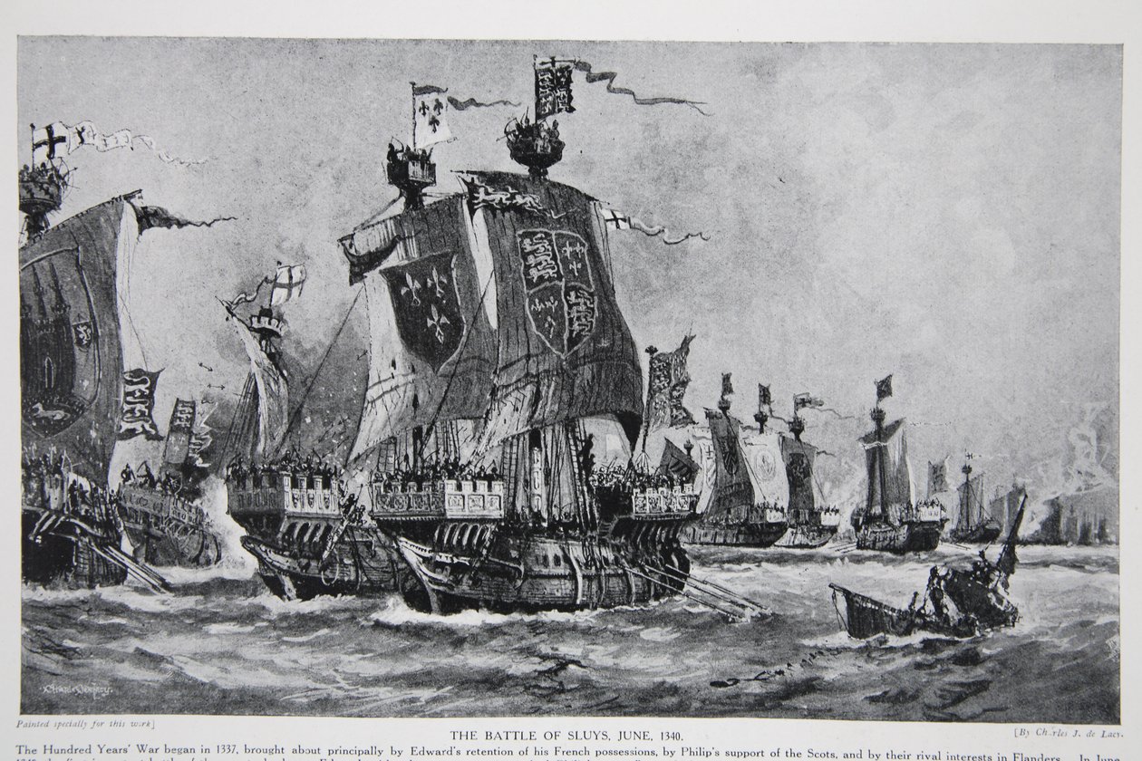 La battaglia di Sluys, 24 giugno 1340, illustrazione da 