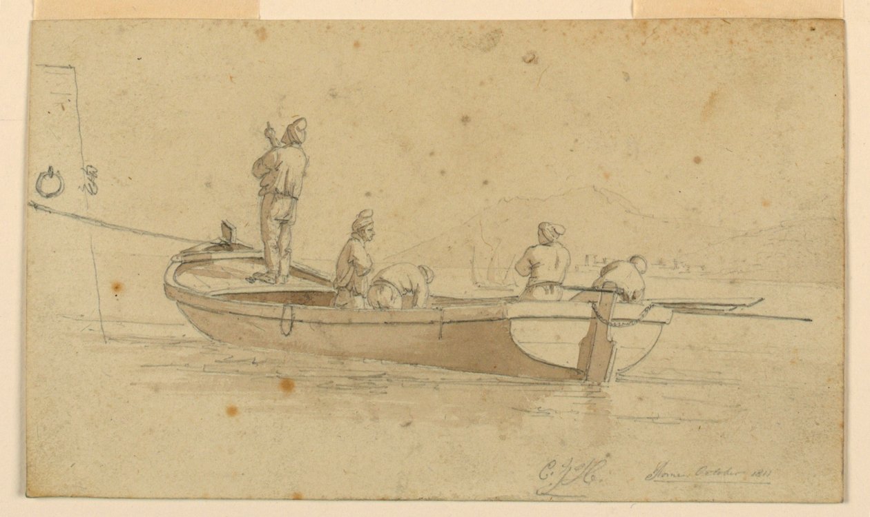 Barca da pesca al lago italiano da Charles Joseph Hullmandel