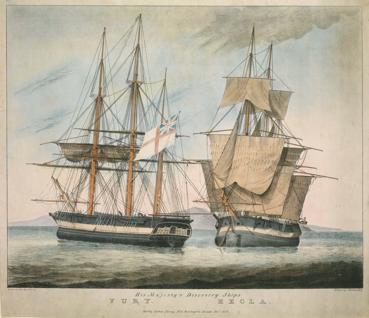 Le Navi di Scoperta di Sua Maestà Fury e Hecla da Charles Joseph Hullmandel