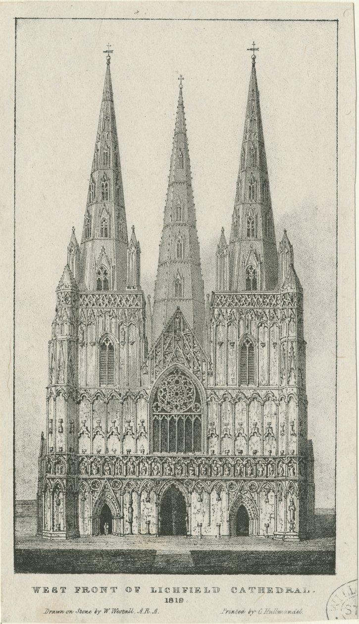 Cattedrale di Lichfield - Facciata Ovest da Charles Joseph Hullmandel