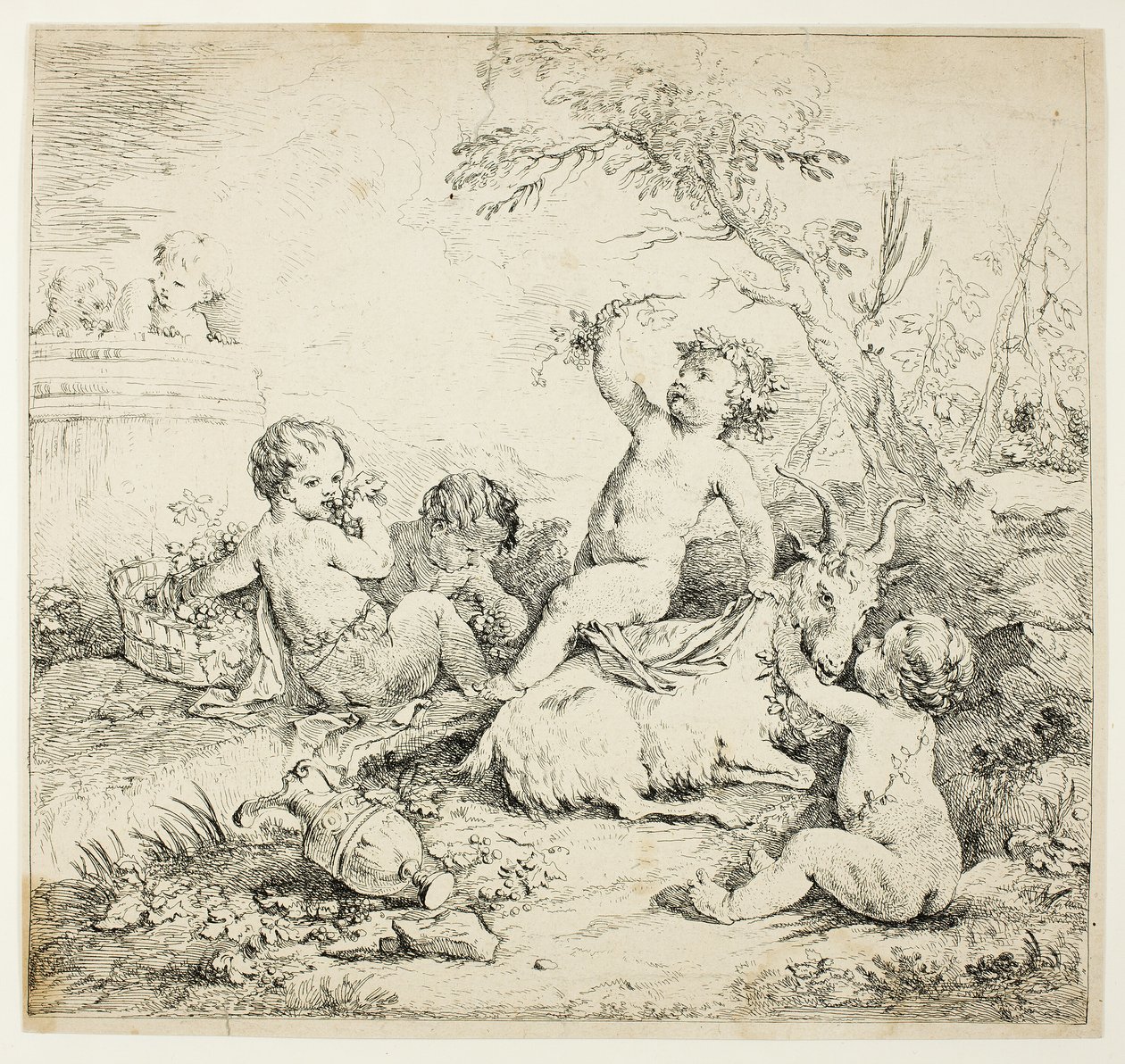 Cherubini con una capra da Charles Joseph Natoire
