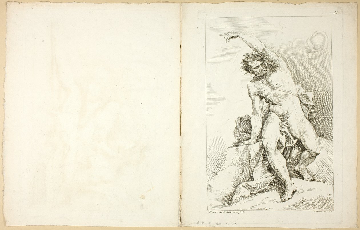 Figura (recto e verso), dal Premier livre de figures d’Academies gravées en Partie par les Professeurs de l’Académie Royale da Charles Joseph Natoire
