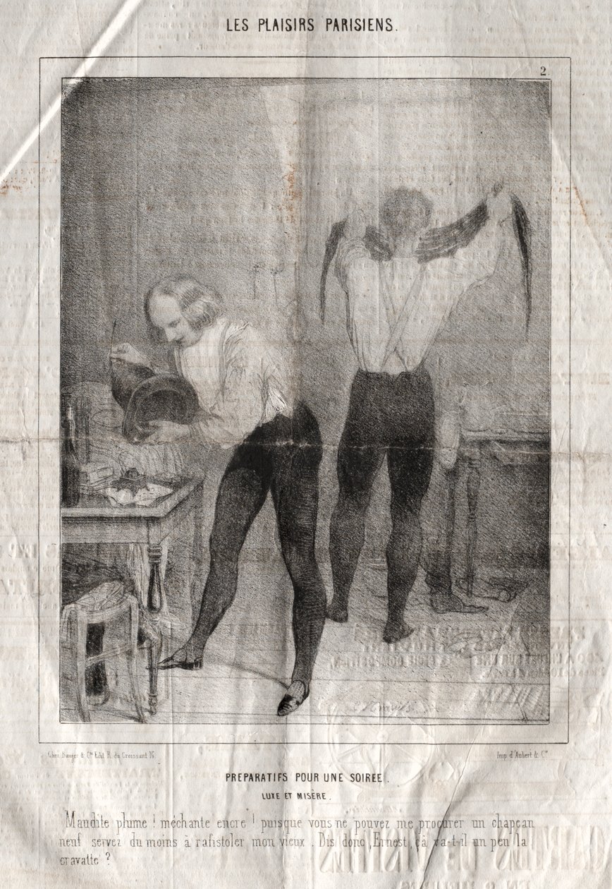 I piaceri parigini: Preparativi per una serata. Lusso e miseria. Maledetta piuma! Inchiostro cattivo!... da Charles Joseph Traviès de Villers