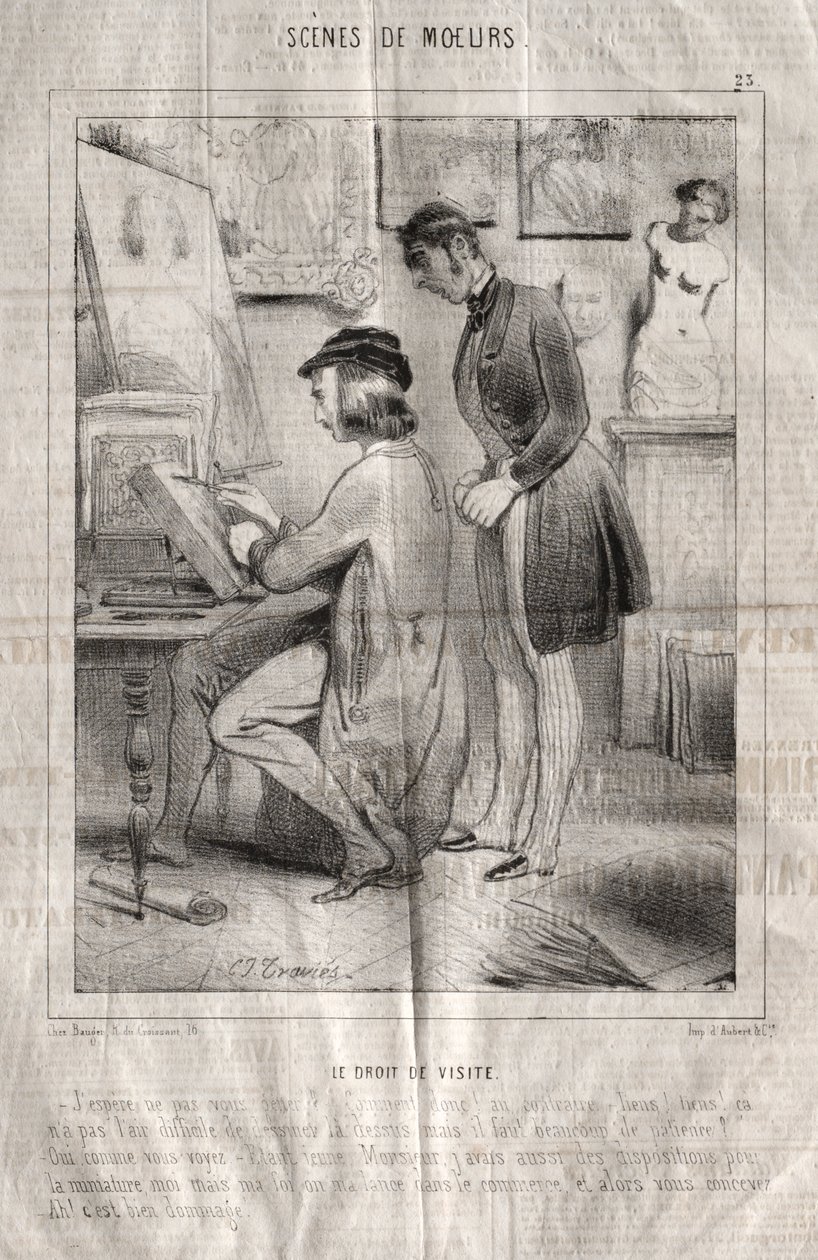 Scene di costume: Il diritto di visita. Spero di non disturbare? da Charles Joseph Traviès de Villers