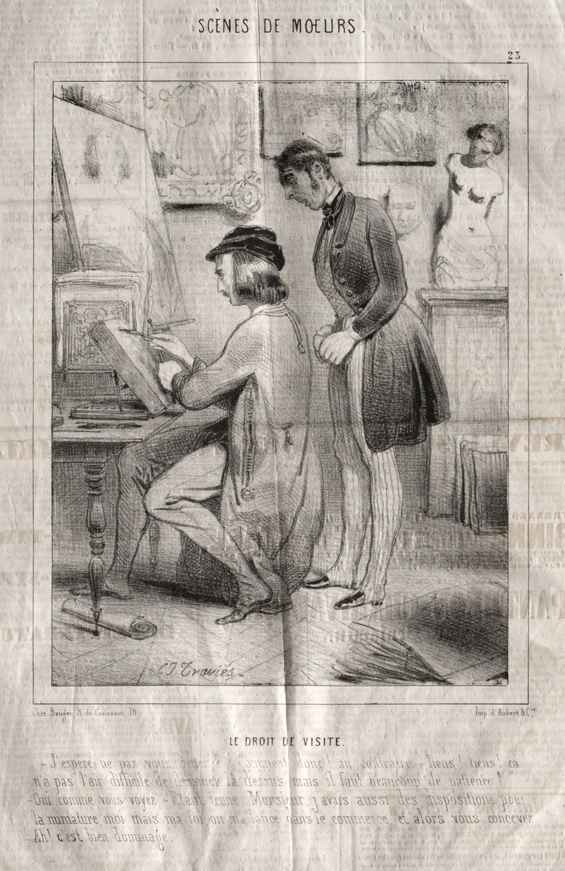 Scene di costumi: Il diritto di visita. Spero di non disturbarti... da Charles Joseph Traviès de Villers