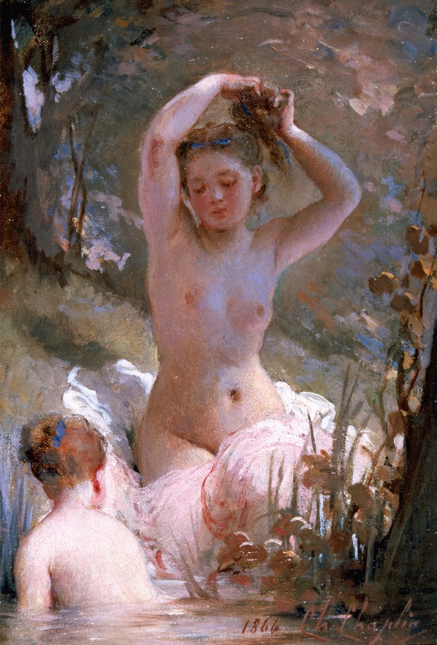 Due ragazze che fanno il bagno, 1864 da Charles Joshua Chaplin