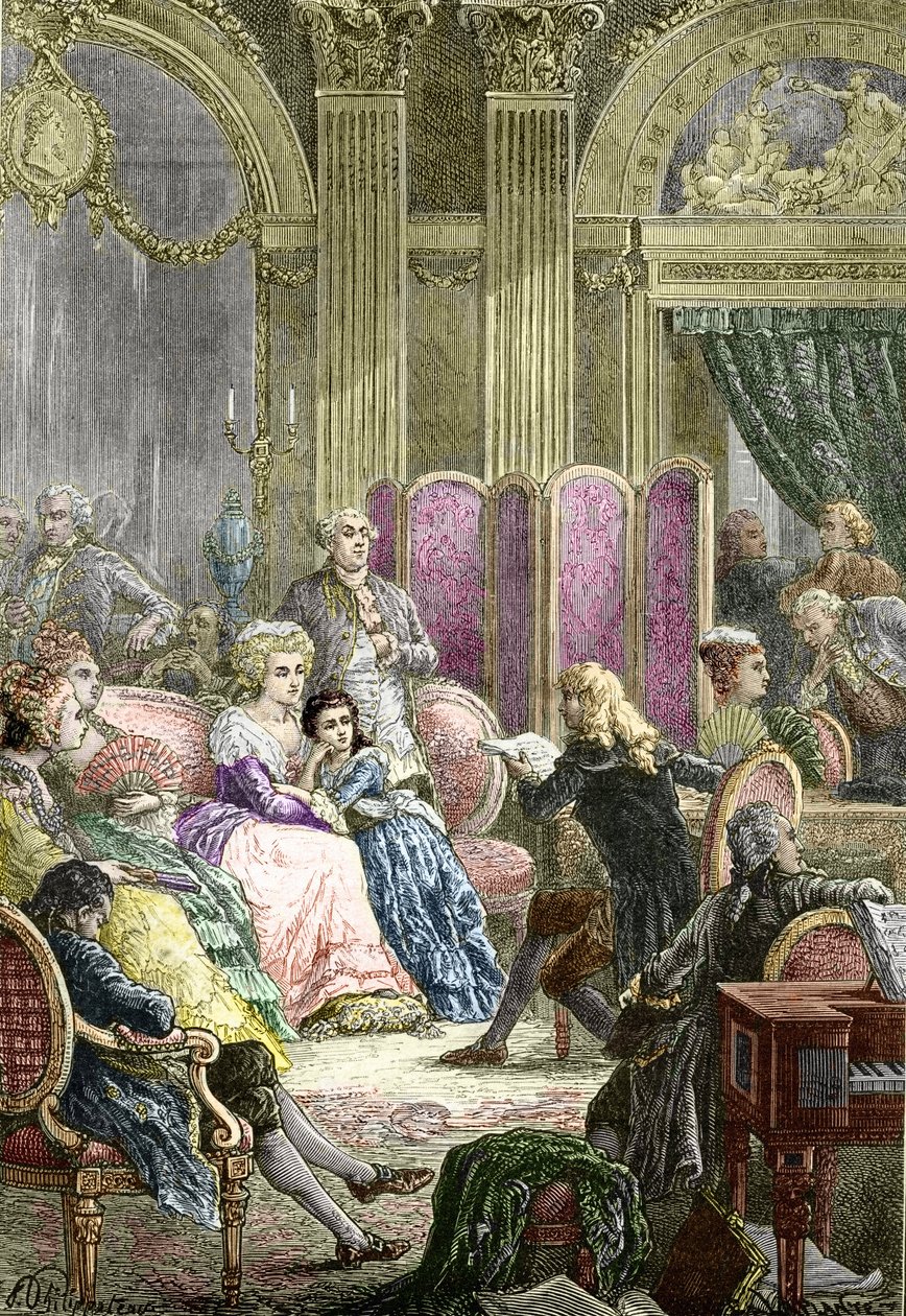Il Salone di Suzanne Curchod e Madame Necker (incisione) da Charles Laplante