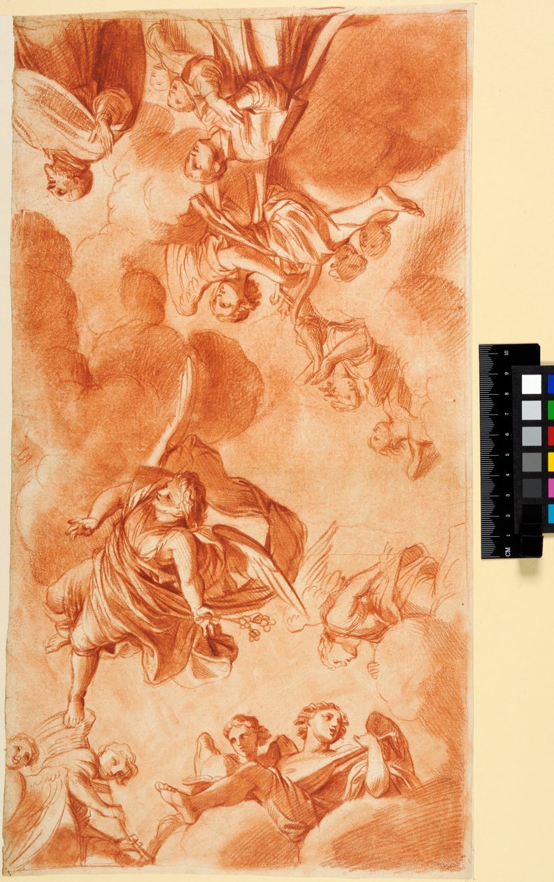 Deckengestaltung mit Engeln und Anbetern. Für die Chapelle du Séminaire in Saint-Sulpice, Paris da Charles Le Brun