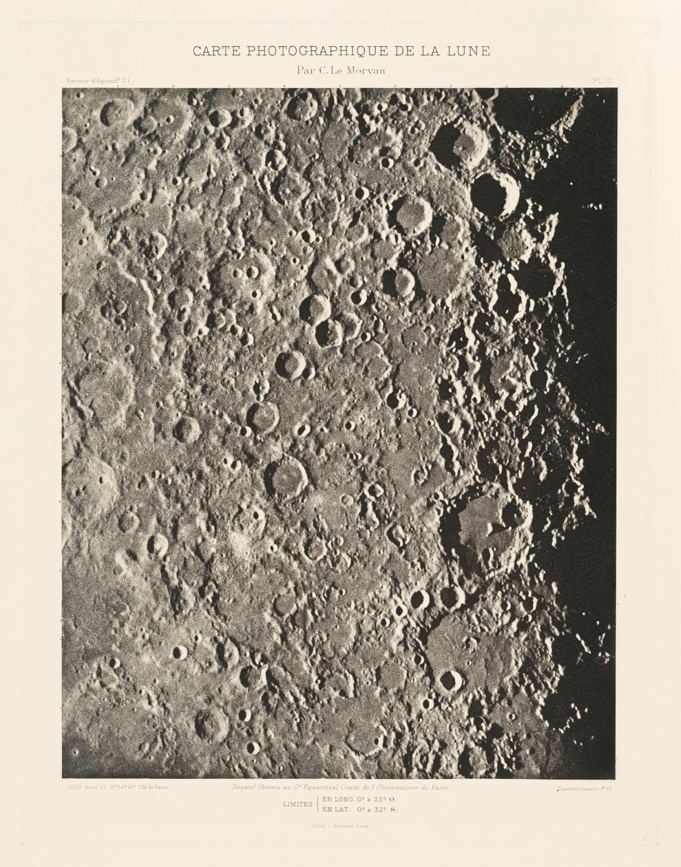 Carta fotografica della Luna, lastra III, 27 aprile da Charles le Morvan