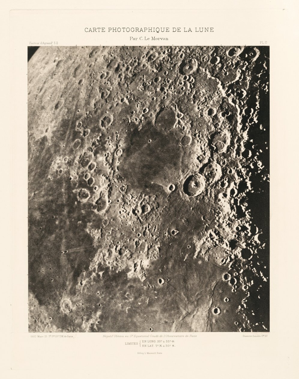 Carte photographique de la lune, planche II (Carta fotografica della Luna, lastra II),15 marzo da Charles le Morvan