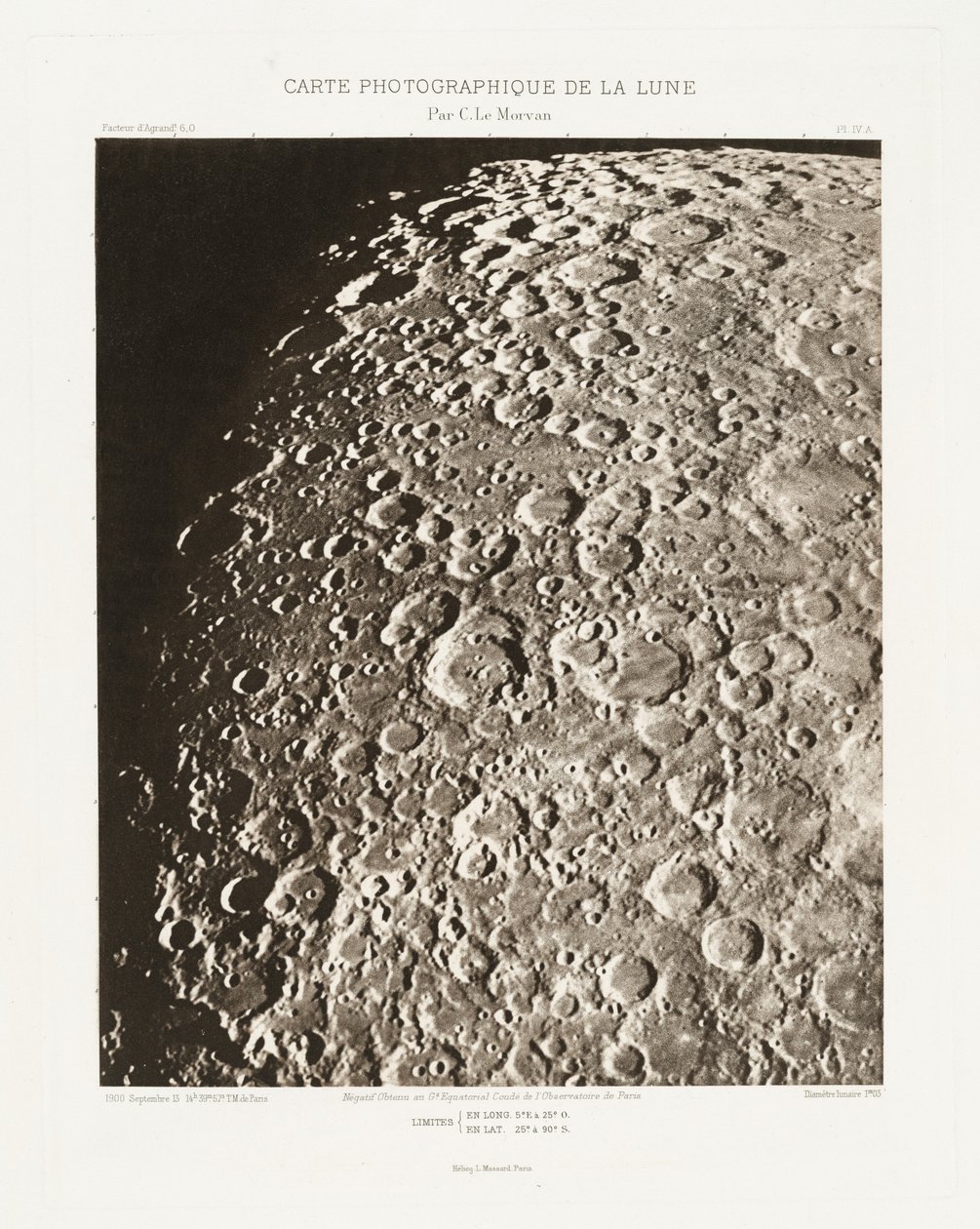 Carte photographique de la lune, planche IV.A (Carta fotografica della Luna, lastra IV.A),13 settembre da Charles le Morvan