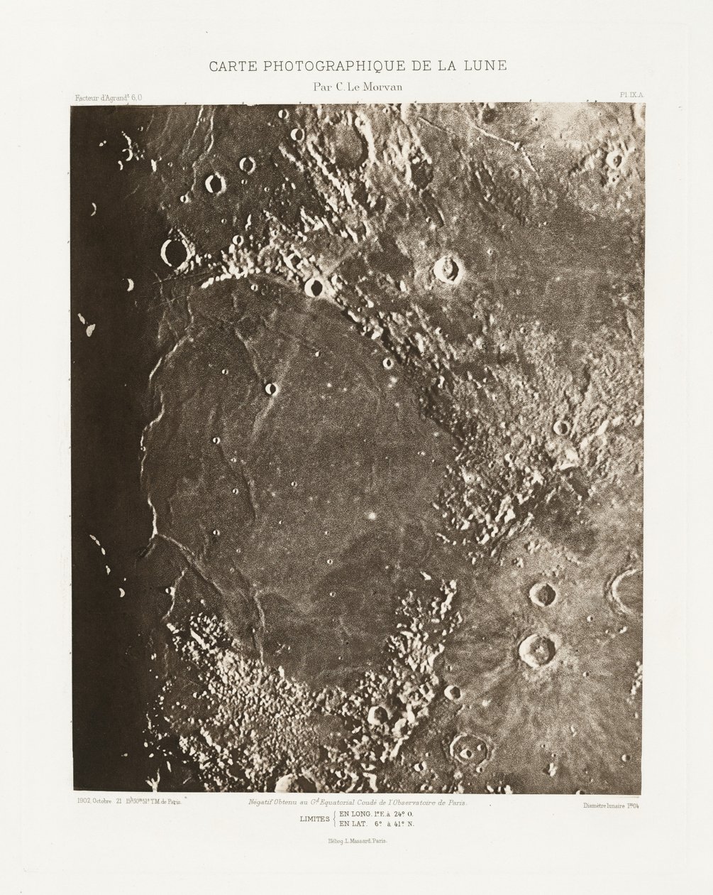 Carte photographique de la lune, planche IX.A (Carta fotografica della Luna, lastra IX.A),21 ottobre da Charles le Morvan
