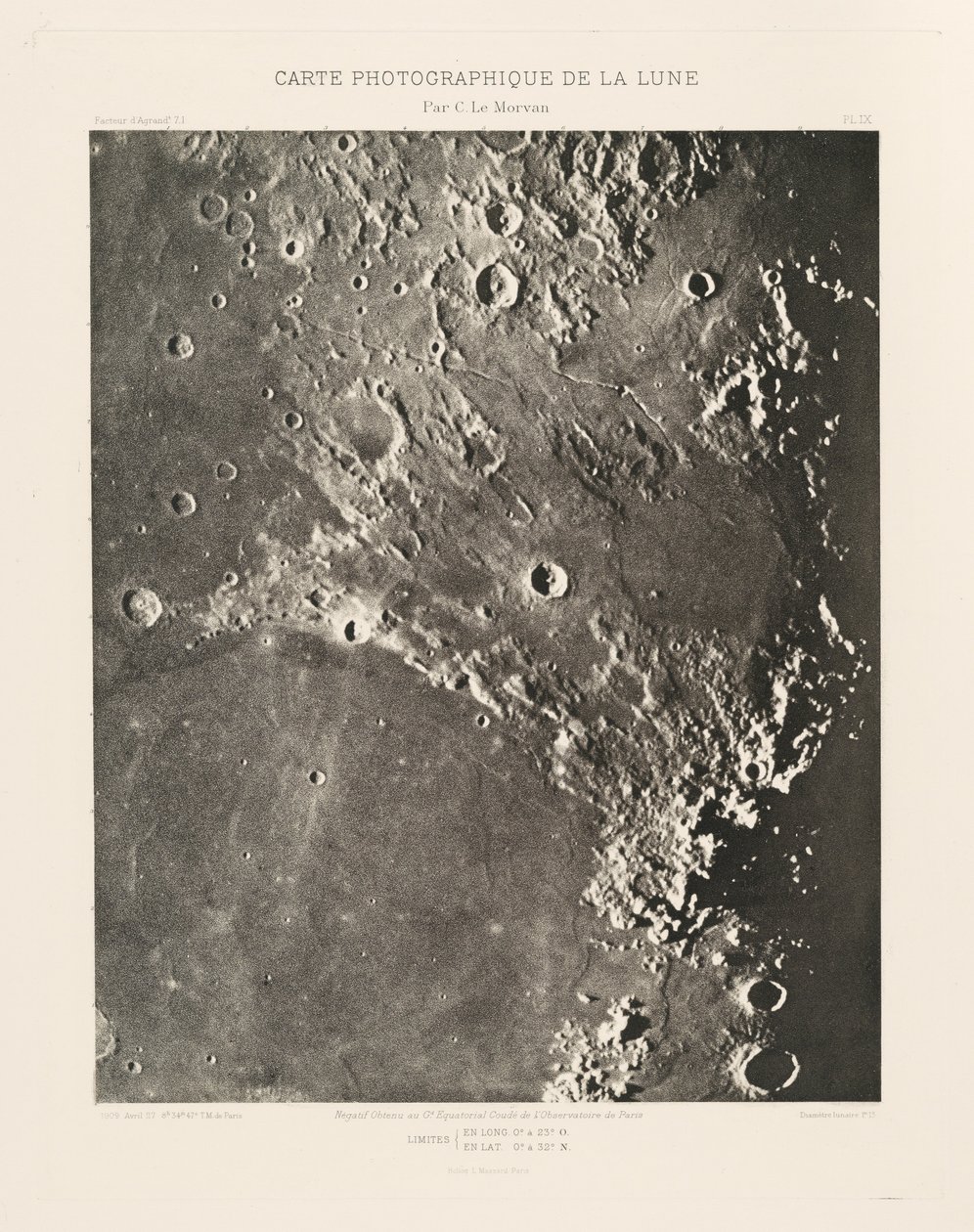 Carta fotografica della Luna, lastra IX, 27 aprile da Charles le Morvan